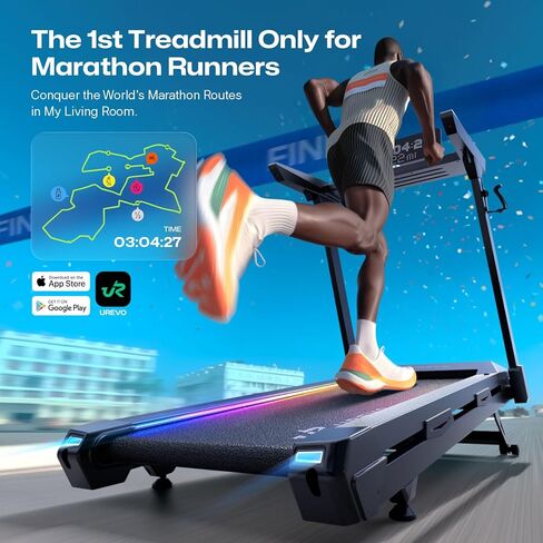 1st Smart Home Treadmill only for Marathoner, UREVO Quiet Treadmills for Home with Dual Brushless 4.0 HP Motorized, 12.5 MPH Foldable Treadmill, 400 LBS Capacity, 12% Auto Incline, Installation Free in Kuwait