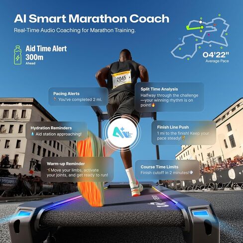 1st Smart Home Treadmill only for Marathoner, UREVO Quiet Treadmills for Home with Dual Brushless 4.0 HP Motorized, 12.5 MPH Foldable Treadmill, 400 LBS Capacity, 12% Auto Incline, Installation Free in Kuwait