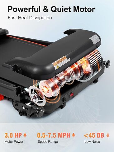 Merax 15% Incline Treadmill, Foldable Treadmills for Home, 3.0HP Running Treadmill for Home, 300LBS Exercise Equipment at Home, 7.5MPH Walking Pad Treadmills with Bluetooth & Heart Rate Sensor in Kuwait