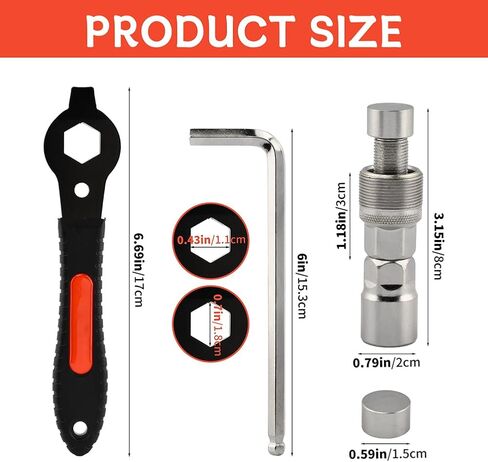 أدوات إزالة ساحبة كرنك الدراجة، إزالة الدعامة السفلية لكرنك مربع مستدق للدراجة وذراع كرنك، مجموعة أدوات إصلاح الدراجات الاحترافية مع مفتاح ربط 16 مم in Kuwait