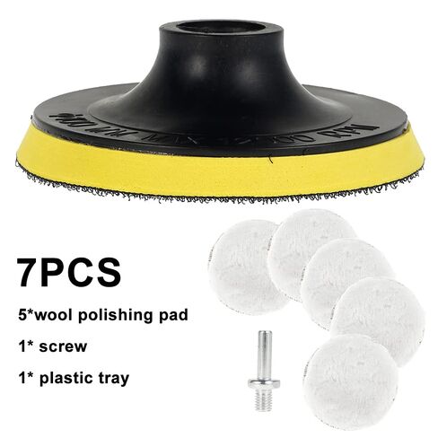 7Pcs Buffing Pads Wool Polishing Pads 4 Inch Car Bonnets Lambs Wool Buffer Pad Hook and Loop Buffing Pad with 5Pcs Polishing 1Pc Screw 1Pc Plastic Tray in Saudi Arabia