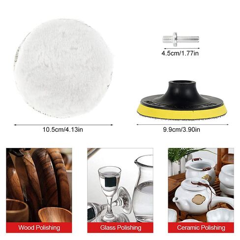 7Pcs Buffing Pads Wool Polishing Pads 4 Inch Car Bonnets Lambs Wool Buffer Pad Hook and Loop Buffing Pad with 5Pcs Polishing 1Pc Screw 1Pc Plastic Tray in Saudi Arabia