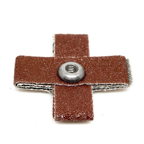 Benchmark Abrasives 1-1/2" x 1/2" Aluminum Oxide Abrasive Cross Pads with 8/32" Threaded Arbor for Blending, Deburring, Polishing, Flexible Material (5 Pack) - 80 Grit in Saudi Arabia
