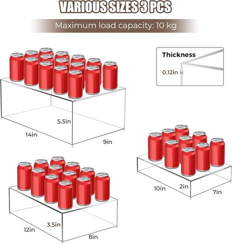 Extra Large Buffet Risers Set, 10" 12" 14" White Acrylic Food Risers for Buffet Table, Display Stand Shelf with Hollow Bottoms for Catering Dessert Collectibles Jewelry Figures Show (White) in Kuwait