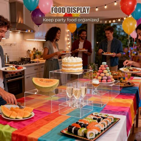 Extra Large Buffet Risers Set, 10" 12" 14" White Acrylic Food Risers for Buffet Table, Display Stand Shelf with Hollow Bottoms for Catering Dessert Collectibles Jewelry Figures Show (White) in Kuwait