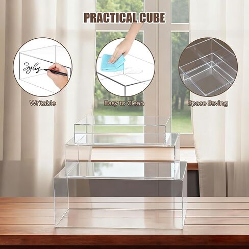 Extra Large Buffet Risers Set, 10" 12" 14" White Acrylic Food Risers for Buffet Table, Display Stand Shelf with Hollow Bottoms for Catering Dessert Collectibles Jewelry Figures Show (White) in Kuwait