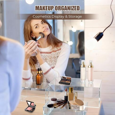 Extra Large Buffet Risers Set, 10" 12" 14" White Acrylic Food Risers for Buffet Table, Display Stand Shelf with Hollow Bottoms for Catering Dessert Collectibles Jewelry Figures Show (White) in Kuwait