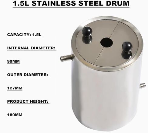 Laboratory Stainless Steel Drum, Double Layer Stainless Steel Barrel, Special Barrel for Laboratory Dispersant Stirrer, 2 Semicircular Covers, Internal Diameter 99mm, Outer 127mm in Kuwait
