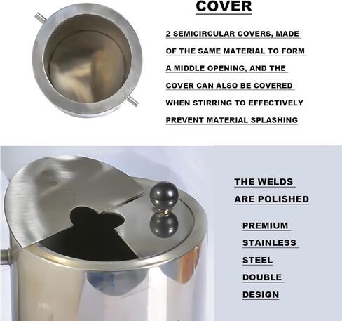 Laboratory Stainless Steel Drum, Double Layer Stainless Steel Barrel, Special Barrel for Laboratory Dispersant Stirrer, 2 Semicircular Covers, Internal Diameter 99mm, Outer 127mm in Kuwait