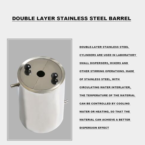 Laboratory Stainless Steel Drum, Double Layer Stainless Steel Barrel, Special Barrel for Laboratory Dispersant Stirrer, 2 Semicircular Covers, Internal Diameter 99mm, Outer 127mm in Kuwait