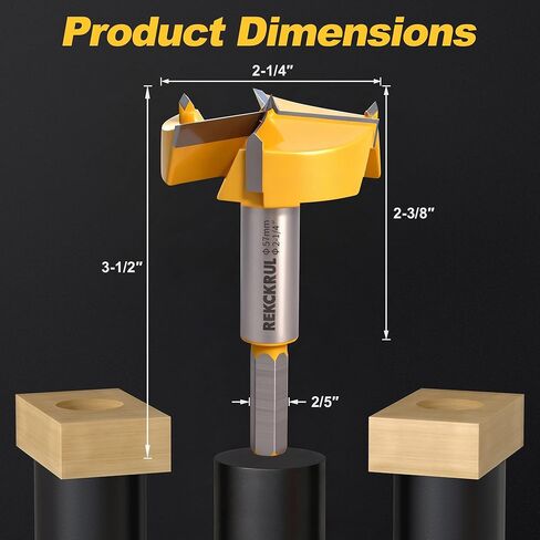 2-1/4" | 57mm Industrial Triple Flute Tungsten Carbide Forstner Drill Bits with Hex Shank - Premium Wood Hole Saw Kit for Woodworking, Hardwood, Plywood, Plastic, CNC & Handheld Drills in Kuwait