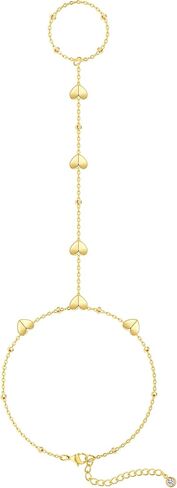 Bracelets for Women Gold/Silver Hand Chain Bracelets for Women Trendy Ring Chain Bracelet Cubic Zirconia CZ Beaded Charm Bracelet Adjustable Simple Waterproof Body Jewelry Gifts in Kuwait