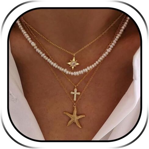 choice of all Shell Necklace for Women Ocean Jewelry Seashell Starfish Beaded Choker Necklaces Beach Vacation Essentials Holiday Jewelry in Saudi Arabia
