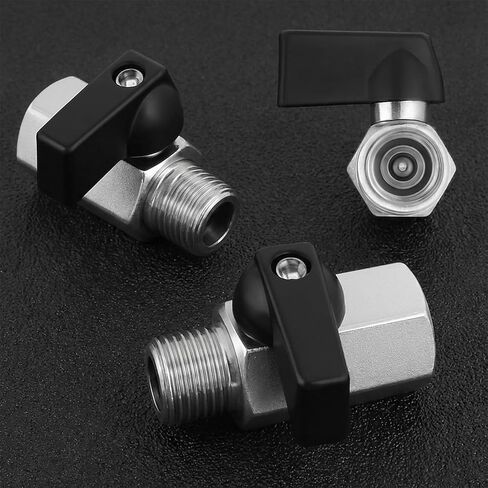 2 Pack 3/8 Inch Brass Mini Ball Valve, Shut off Switch Ball Valve 3/8" NPT Male X 3/8" Npt Female Thread Pipe Fitting 2 Colors Valves for Small Compact Space(Silver, Black) in Saudi Arabia