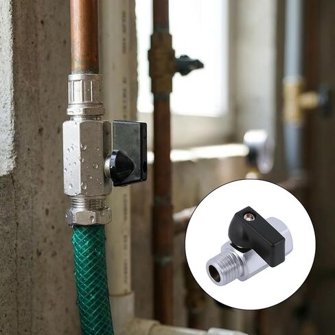 2 Pack 3/8 Inch Brass Mini Ball Valve, Shut off Switch Ball Valve 3/8" NPT Male X 3/8" Npt Female Thread Pipe Fitting 2 Colors Valves for Small Compact Space(Silver, Black) in Saudi Arabia