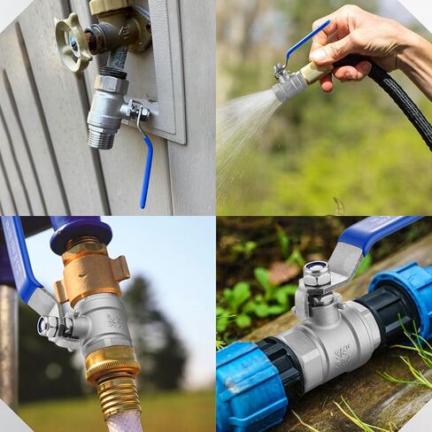 Wantmatch Full Port Ball Valve 3/4''GHT 304 Stainless Steel Shut Off Valve Male x Female Heavy Duty Water Shut Off Connector for Water Oil, and Gas with Blue Vinyl Insulation Handle in Kuwait