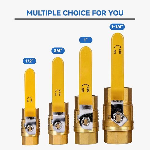 1-1/4 Inch NPT Heavy Duty Full Port Ball Valve, Brass Water Shut Off Valve,NPT Female x Female Thread, 150 PSI WSP / 600 PSI WOG (1 PCS) in Saudi Arabia