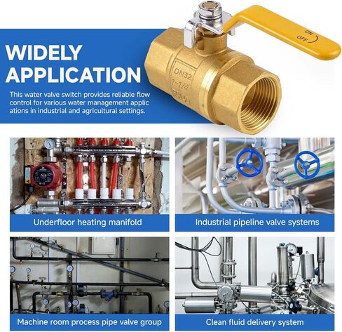 1-1/4 Inch NPT Heavy Duty Full Port Ball Valve, Brass Water Shut Off Valve,NPT Female x Female Thread, 150 PSI WSP / 600 PSI WOG (1 PCS) in Saudi Arabia