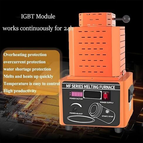 Electric Gold Melting Furnace, 1600℃ /2912℉ Digital Melting Furnace Machine, Mini Medium Frequency Melting Furnace with Graphite Crucible, Metal Smelting Casting Kit (Red 3KG) in Saudi Arabia