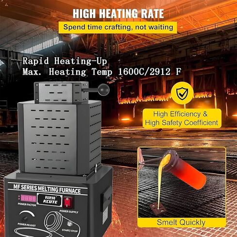 Electric Gold Melting Furnace, 1600℃ /2912℉ Digital Melting Furnace Machine, Mini Medium Frequency Melting Furnace with Graphite Crucible, Metal Smelting Casting Kit (Red 3KG) in Saudi Arabia