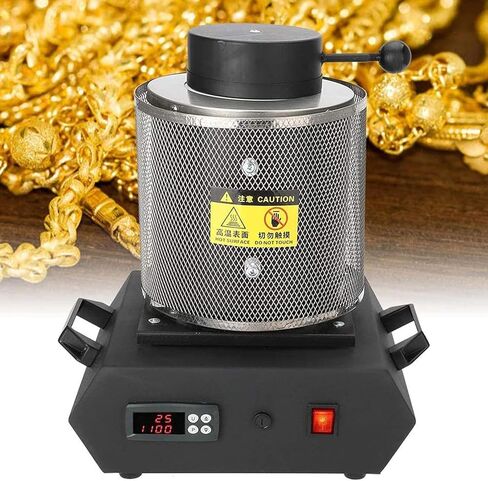 فرن صهر الذهب الأوتوماتيكي، 1150 درجة مئوية / 2102 درجة فهرنهايت فرن صهر الذهب الكهربائي مع بوتقة الجرافيت وبرنامج التحكم في درجة الحرارة PID، اختياري 1 كجم/2 كجم/3 كجم، لصب وتكرير المعادن الثمينة in Kuwait