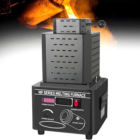 Electric Gold Melting Furnace, 1600℃ /2912℉ Digital Melting Furnace Machine, Mini Medium Frequency Melting Furnace with Graphite Crucible, Metal Smelting Casting Kit (Red 3KG) in Saudi Arabia