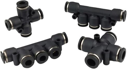 أسود أربعة اتجاهات خمسة موصل خرطوم هوائي المقابس السريعة البلاستيك PZA/PK4/6/8/10 1 قطعة (五通PK10 (أسود)) in Kuwait