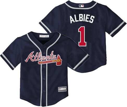 Outerstuff Ozzie Albies Atlanta Braves MLB Baby Infants 12-24 Months Navy Alternate Player Jersey in Saudi Arabia