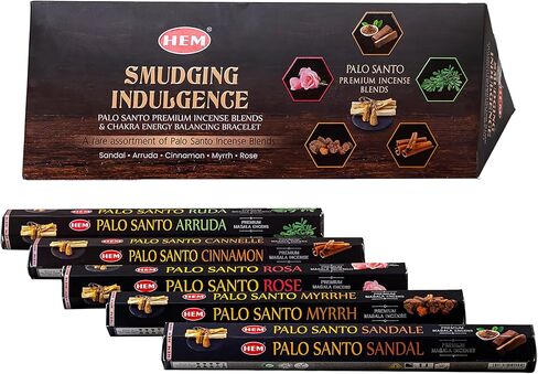 مجموعة البخور SMUDGING Indulgence Masala - مزيج البخور الفاخر من بالو سانتو وسوار موازنة الطاقة الشاكرات | عطر متنوع من الصندل، القرفة، المر، أرودا، الورد in Saudi Arabia