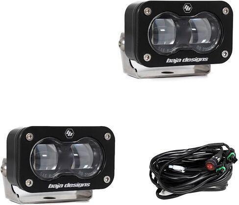 Baja Designs S2 SAE Fog Lights, Auxiliary LED Light Pods (PAIR), Road Legal, Universal Fit with Wiring Harness, 2 PCS LED (Baja Amber) in Saudi Arabia