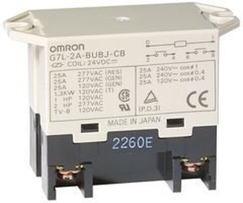 OMRON Industrial Automation G7L-2A-BUB-J-CB-DC24 Power Relay, DPST-NO, 24VDC, 25A Bracket in Saudi Arabia