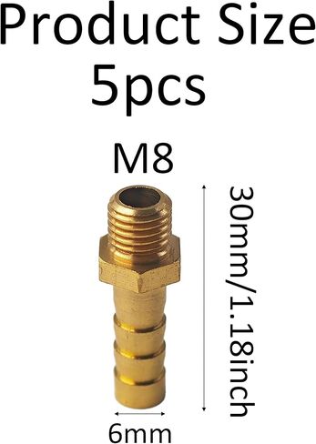 5pcs M8-1 6mm Brass Fittings Connector for Air, Water, Fuel, and Line Repair Applications in Saudi Arabia