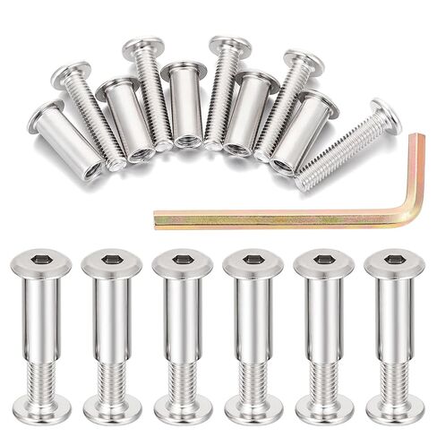 50 Pcs M6x35mm Furniture Bolts Silver Hex Bolts for Various DIY Projects Such Photo Album Binding Picture Frame Assembly Toy Construction in Kuwait