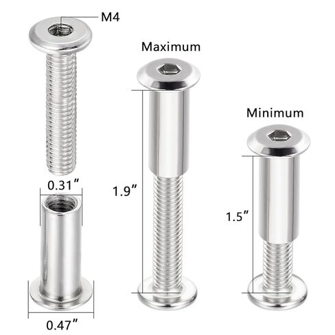 50 Pcs M6x35mm Furniture Bolts Silver Hex Bolts for Various DIY Projects Such Photo Album Binding Picture Frame Assembly Toy Construction in Kuwait