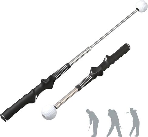 Retractable Golf Swing Training Aid with Click Sound, Right-Handed Golfs Grip Trainer for Tempo & Rhythm, Warm-Up Swing Stick for Chipping & Hitting, Portable Golf Accessories for Men in Saudi Arabia