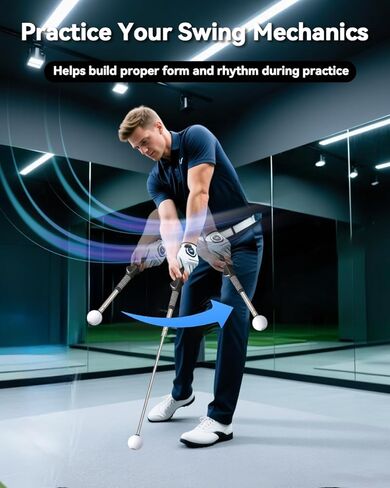 Retractable Golf Swing Training Aid with Click Sound, Right-Handed Golfs Grip Trainer for Tempo & Rhythm, Warm-Up Swing Stick for Chipping & Hitting, Portable Golf Accessories for Men in Saudi Arabia