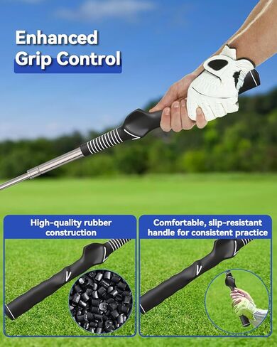 Retractable Golf Swing Training Aid with Click Sound, Right-Handed Golfs Grip Trainer for Tempo & Rhythm, Warm-Up Swing Stick for Chipping & Hitting, Portable Golf Accessories for Men in Saudi Arabia