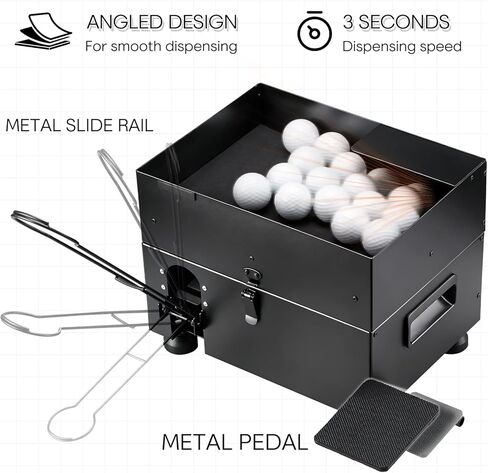 Golf Ball Dispenser, Automatic Golf Ball Tee Up Machine with Foot Pedal Operation, 50 Balls Capacity, Metal Construction, Heavy-Duty Design Golf Simulator Accessories for Indoor in Kuwait