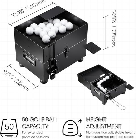 Golf Ball Dispenser, Automatic Golf Ball Tee Up Machine with Foot Pedal Operation, 50 Balls Capacity, Metal Construction, Heavy-Duty Design Golf Simulator Accessories for Indoor in Kuwait