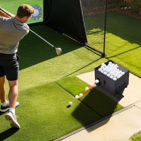 Golf Ball Dispenser, Automatic Golf Ball Tee Up Machine with Foot Pedal Operation, 50 Balls Capacity, Metal Construction, Heavy-Duty Design Golf Simulator Accessories for Indoor in Kuwait