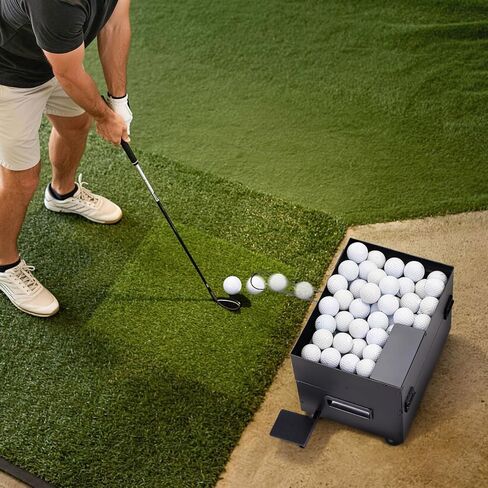 Golf Ball Dispenser, Automatic Golf Ball Tee Up Machine with Foot Pedal Operation, 50 Balls Capacity, Metal Construction, Heavy-Duty Design Golf Simulator Accessories for Indoor in Kuwait