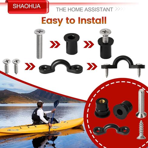 52 Pairs M4 M5 M6 Neoprene Well Nuts and Kayak Pad Eye Kit w/Screw, Rubber Well Nuts Expansion Bolts for Kayak Motorcycle Boat Marine Canoe Windscreen Harley Headlight Road Glide Windshield in Kuwait