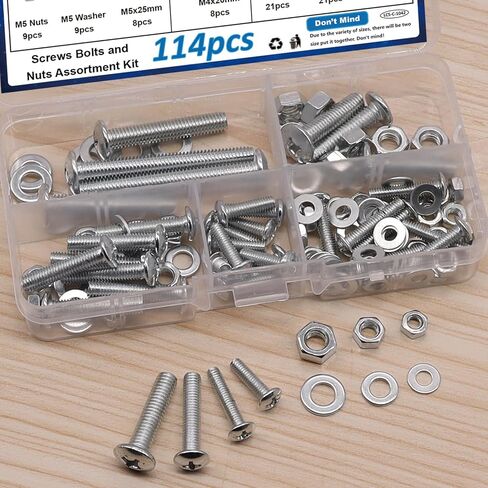 114 Pcs Nuts and Bolts Assortment Kit 12-Sizes M4/M5/M6 Metric Machine Screws/Nuts/Bolts/Flat Washers LCS-C-1042 in Saudi Arabia