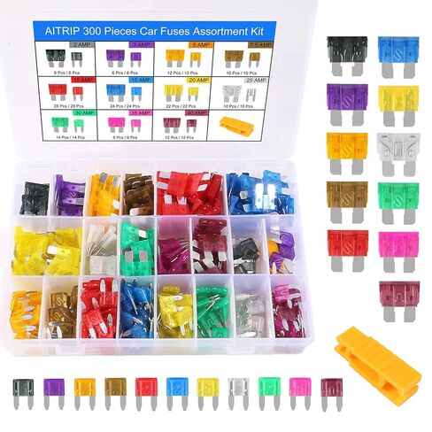 300Pieces Car Fuses Assortment Kit, Blade-Type Automotive Fuses Standard & Mini Size (2A/3A/5A/7.5A/10A/15A/ 20A/25A/30A/35A/40A), Replacement Fuses for Car/RV/Truck/Motorcycle/Boat in Saudi Arabia
