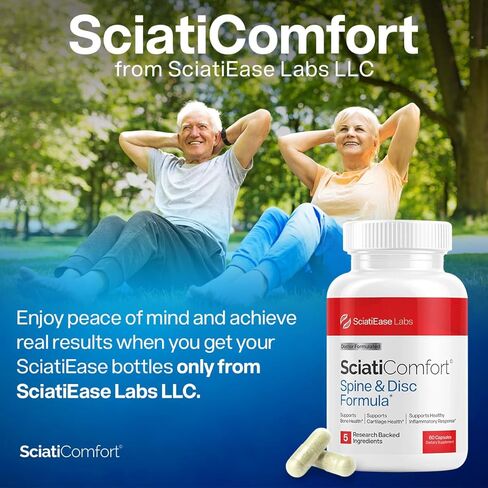SciatiEase SciatiComfort Spine and Disc Support Supplement Sciatic Nerve Health Support Supplement - VIT D3 K2, Aquamin, Calcium, Magnesium, Type II Collagen, Pea (Palm Collagen) - 30 Day Supply in Saudi Arabia