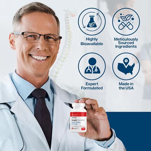SciatiEase SciatiComfort Spine and Disc Support Supplement Sciatic Nerve Health Support Supplement - VIT D3 K2, Aquamin, Calcium, Magnesium, Type II Collagen, Pea (Palm Collagen) - 30 Day Supply in Saudi Arabia