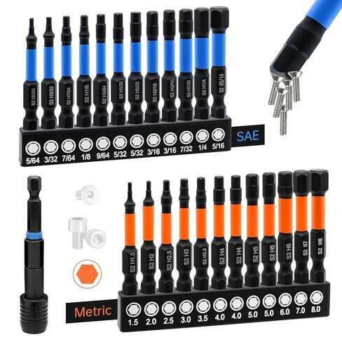 مجموعة لقم مثقاب Allen Wrench 25 قطعة مجموعة لقم سداسية، مجموعة لقم مفك الصدمات، مجموعة لقم مفك البراغي، مجموعات مفاتيح ألين، 2 بوصة متري وSAE 1/4 بوصة مجموعة لقم مثقاب مفتاح ألين المغناطيسي مع صندوق تخزين in Kuwait
