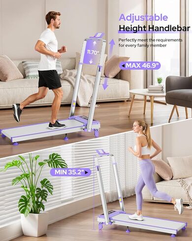 Walking Pad Treadmill with 12% Incline/Adjustable Height, Upgraded 3.5HP Walking Pad with Handle Bar, 4 in 1 Foldable Under Desk Treadmill, Electric Portable Treadmills for Home 350LBS, LED Display in Saudi Arabia
