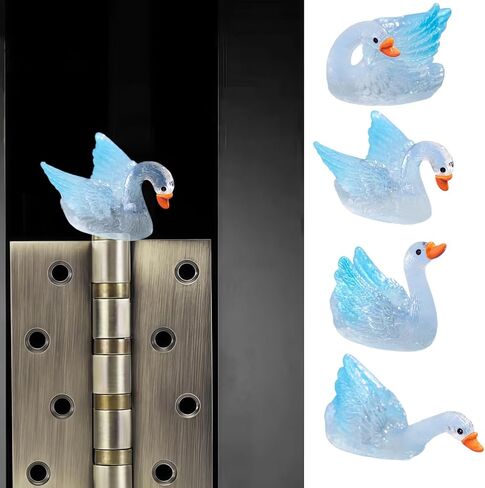 Cute Mini Creative Colorful Glowing Swan (Blue) Hinge Heads Decorative Topper Set 4PCS, Home Decoration,Magnetic Hinge Head Toppers Door Hinge in Saudi Arabia