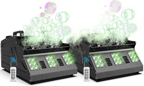 آلة ضباب 2000 وات، آلة فقاعات ضباب 3 في 1 مع مروحتين فقاعات، 18 مصباح LED RGB، فقاعة دخان الكل في واحد، آلة فقاعات لحفلات الهالوين وحفلات الزفاف وأعياد الميلاد in Kuwait